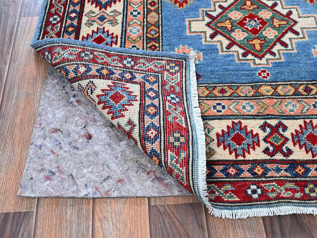 3'4" x 19'6" New Hand Knotted Blue Wool Runner Oriental Rug - MOA102471