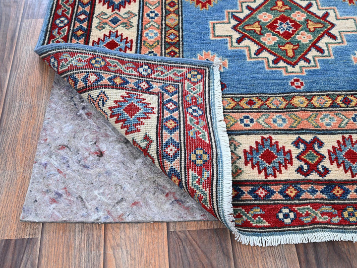 3'4" x 19'6" New Hand Knotted Blue Wool Runner Oriental Rug - MOA102471