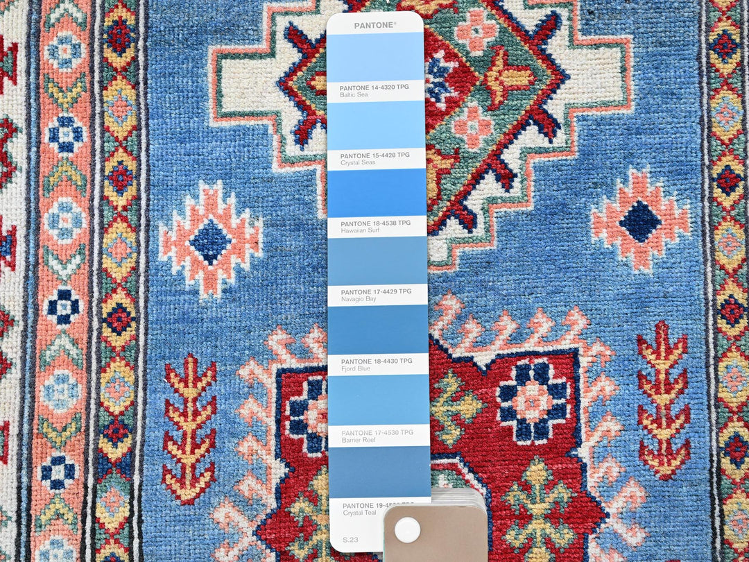 3'4" x 19'6" New Hand Knotted Blue Wool Runner Oriental Rug - MOA102471