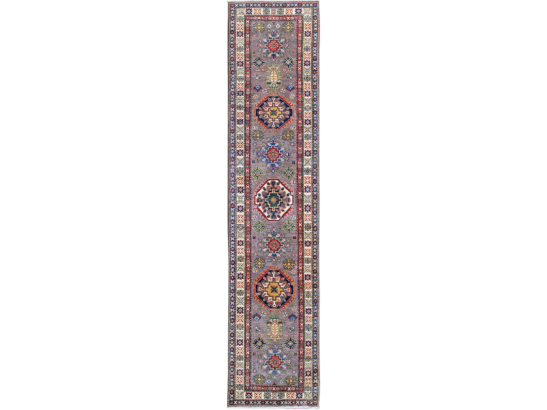 2'9" x 12'6" New Hand Knotted Grey Wool Runner Oriental Rug - MOA102472