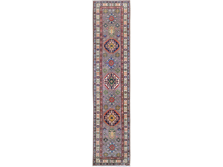 2'9" x 12'6" New Hand Knotted Grey Wool Runner Oriental Rug - MOA102472