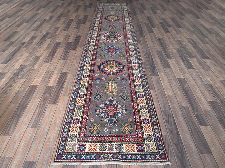 2'9" x 12'6" New Hand Knotted Grey Wool Runner Oriental Rug - MOA102472