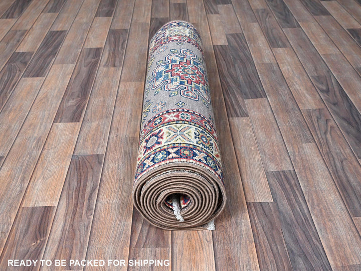 2'9" x 12'6" New Hand Knotted Grey Wool Runner Oriental Rug - MOA102472