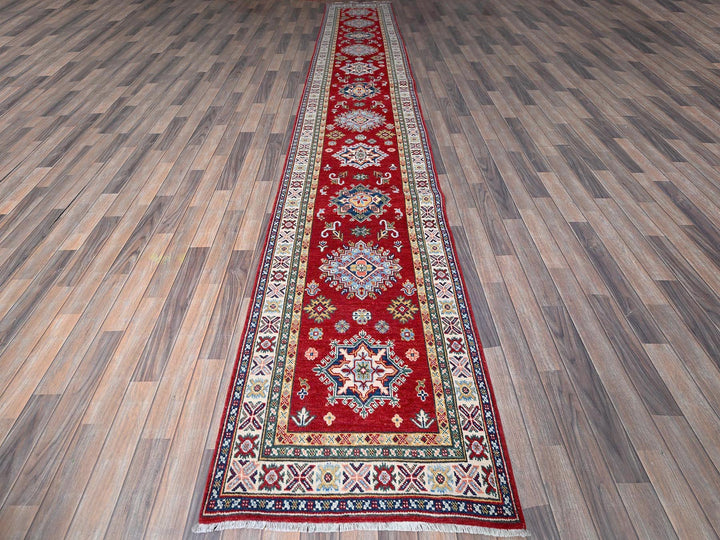 2'9" x 16'5" New Hand Knotted Red Wool Runner Oriental Rug - MOA102473