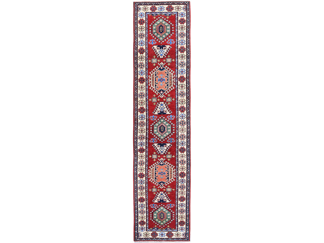 2'9" x 12'10" New Hand Knotted Red Wool Runner Oriental Rug - MOA102474
