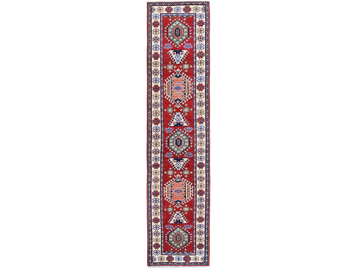 2'9" x 12'10" New Hand Knotted Red Wool Runner Oriental Rug - MOA102474