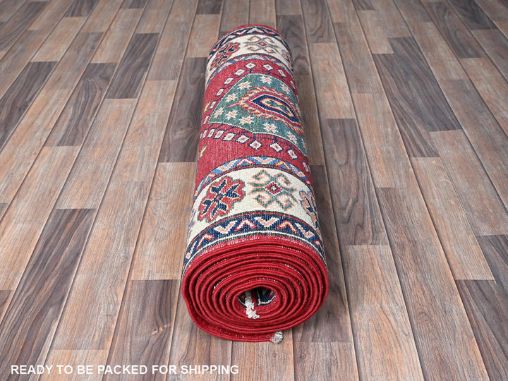 2'9" x 12'10" New Hand Knotted Red Wool Runner Oriental Rug - MOA102474