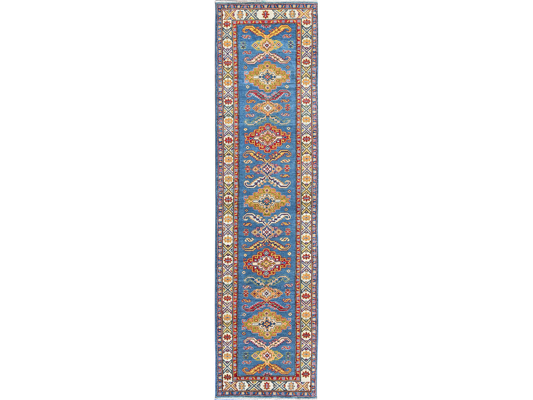 2'9" x 11'2" New Hand Knotted Blue Wool Runner Oriental Rug - MOA102475