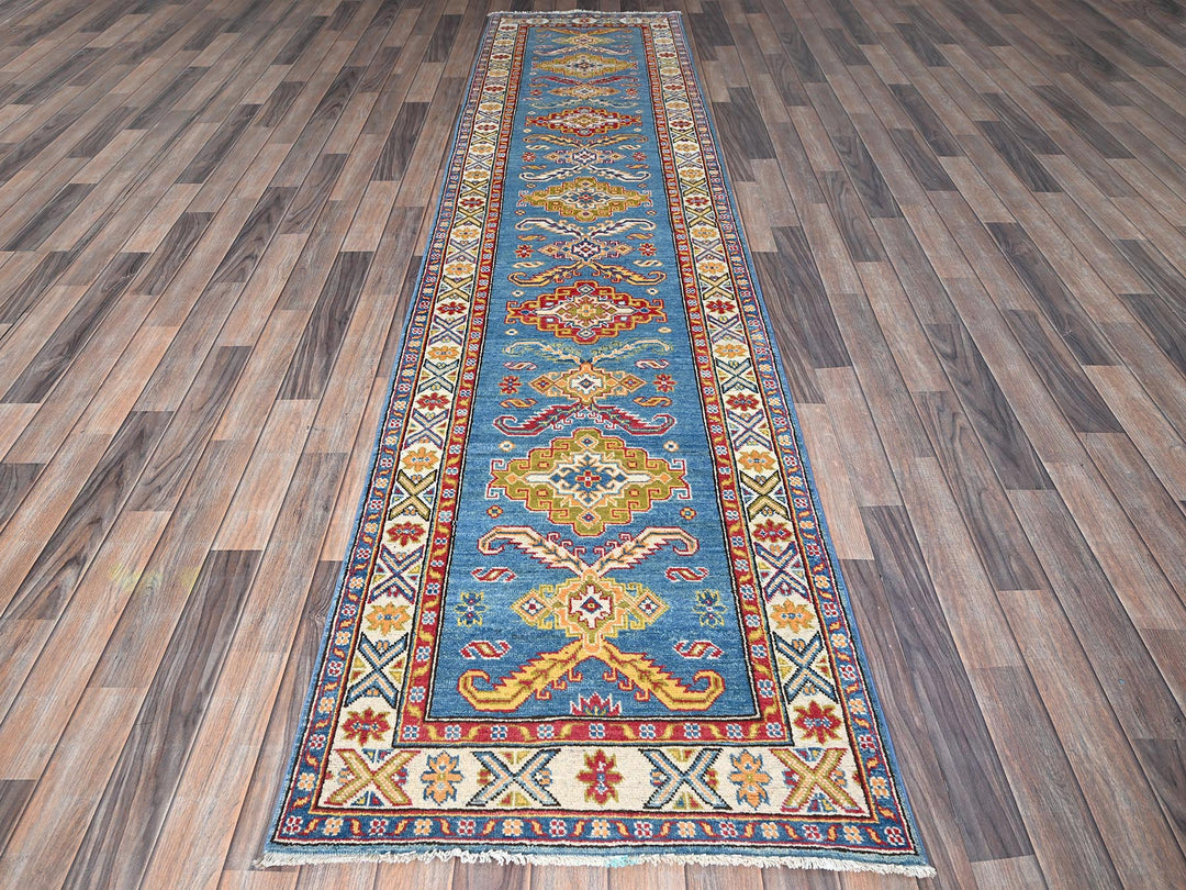 2'9" x 11'2" New Hand Knotted Blue Wool Runner Oriental Rug - MOA102475
