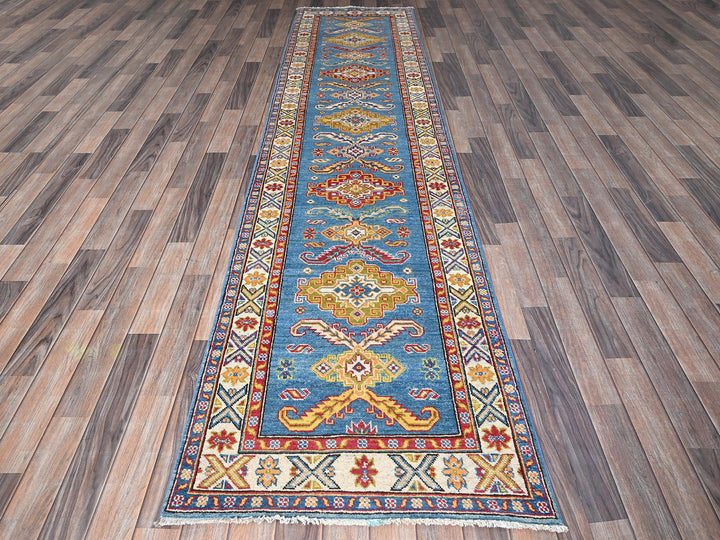2'9" x 11'2" New Hand Knotted Blue Wool Runner Oriental Rug - MOA102475
