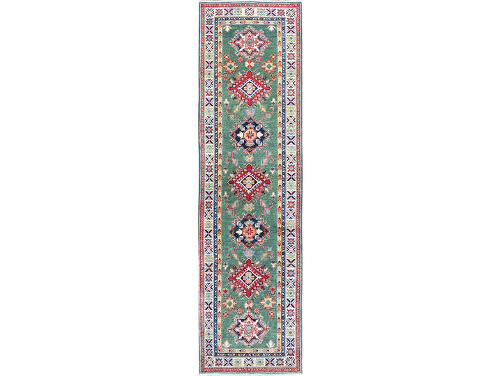 2'8" x 9'10" New Hand Knotted Green Wool Runner Oriental Rug - MOA102476
