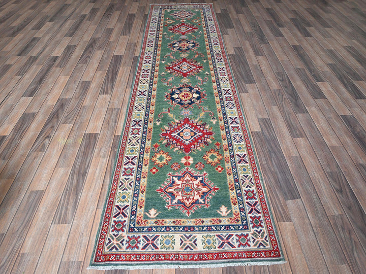 2'8" x 9'10" New Hand Knotted Green Wool Runner Oriental Rug - MOA102476