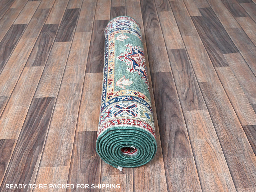 2'8" x 9'10" New Hand Knotted Green Wool Runner Oriental Rug - MOA102476