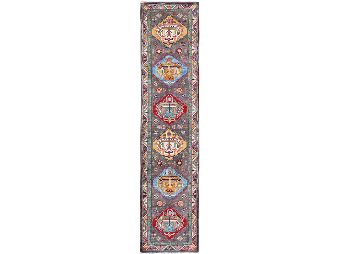 2'8" x 12'0" New Hand Knotted Grey Wool Runner Oriental Rug - MOA102477