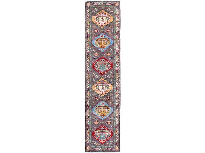 2'8" x 12'0" New Hand Knotted Grey Wool Runner Oriental Rug - MOA102477