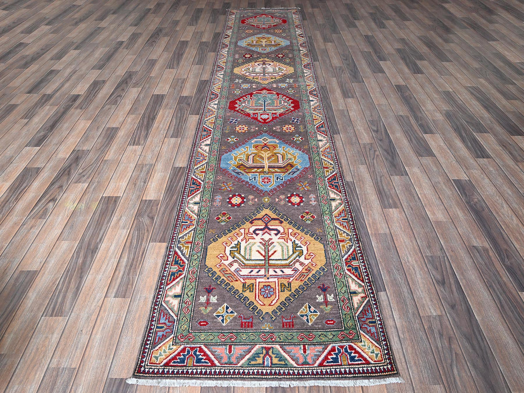 2'8" x 12'0" New Hand Knotted Grey Wool Runner Oriental Rug - MOA102477