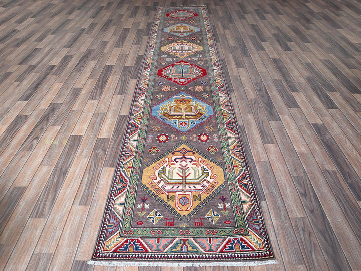 2'8" x 12'0" New Hand Knotted Grey Wool Runner Oriental Rug - MOA102477