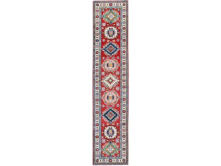 2'7" x 12'7" New Hand Knotted Red Wool Runner Oriental Rug - MOA102479