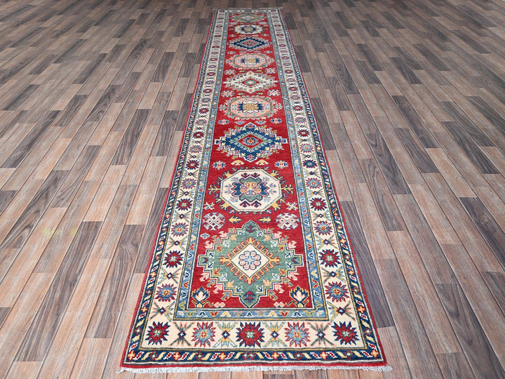 2'7" x 12'7" New Hand Knotted Red Wool Runner Oriental Rug - MOA102479