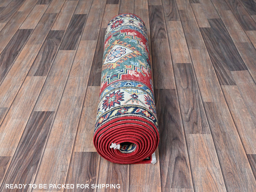 2'7" x 12'7" New Hand Knotted Red Wool Runner Oriental Rug - MOA102479