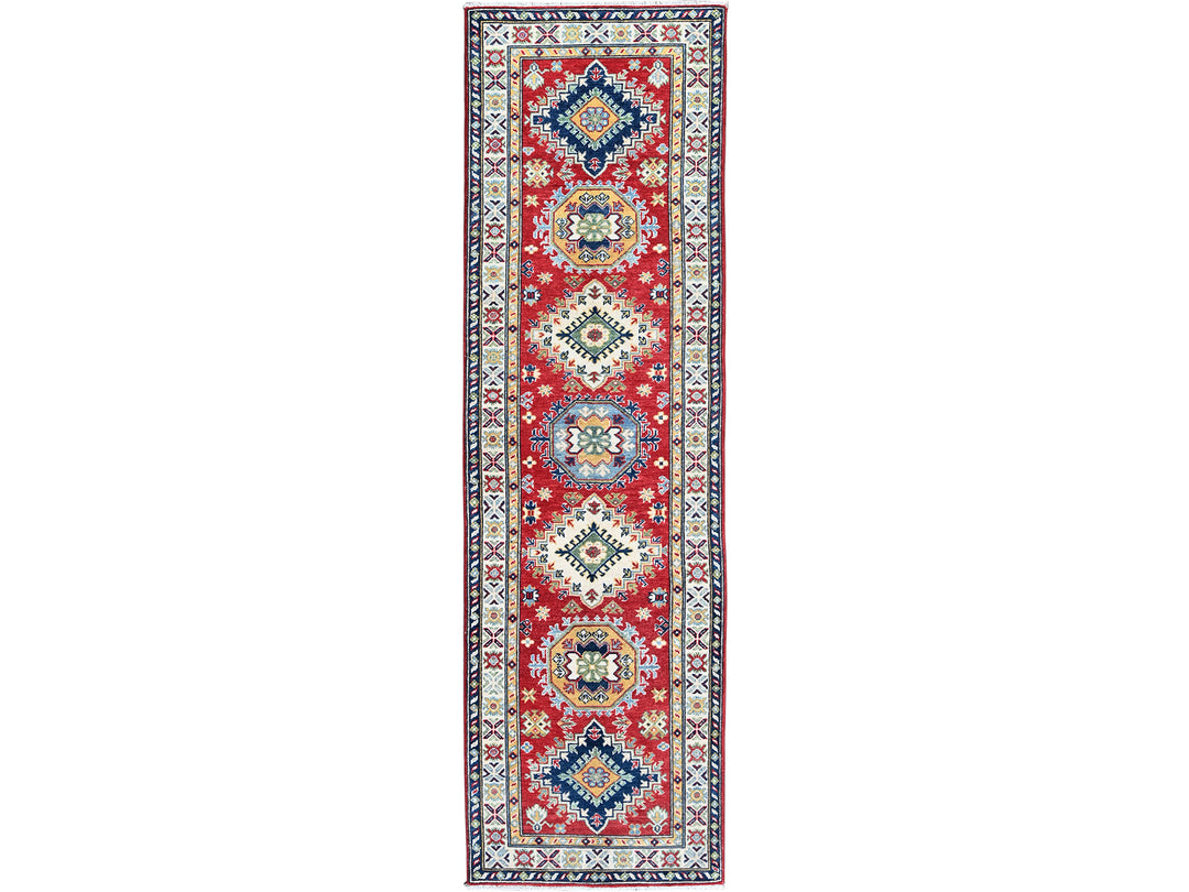 2'9" x 9'6" New Hand Knotted Red Wool Runner Oriental Rug - MOA102480