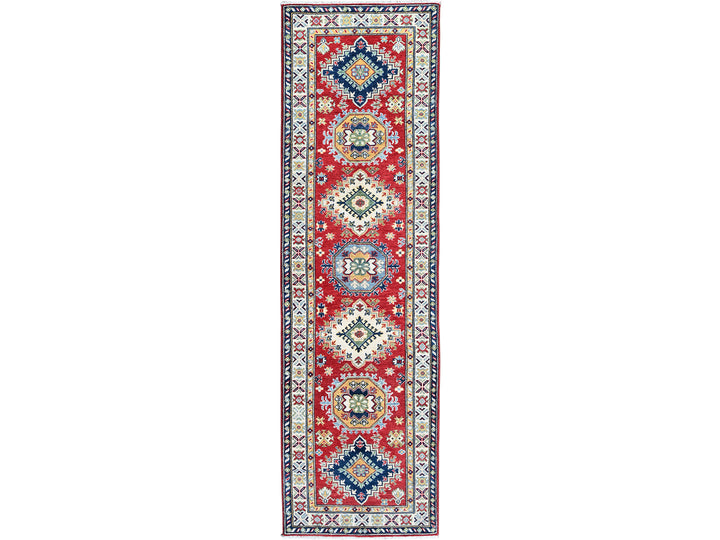 2'9" x 9'6" New Hand Knotted Red Wool Runner Oriental Rug - MOA102480