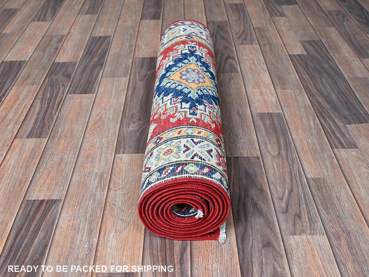 2'9" x 9'6" New Hand Knotted Red Wool Runner Oriental Rug - MOA102480