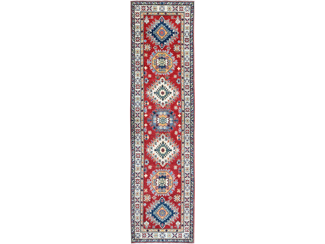 2'7" x 10'0" New Hand Knotted Red Wool Runner Oriental Rug - MOA102481