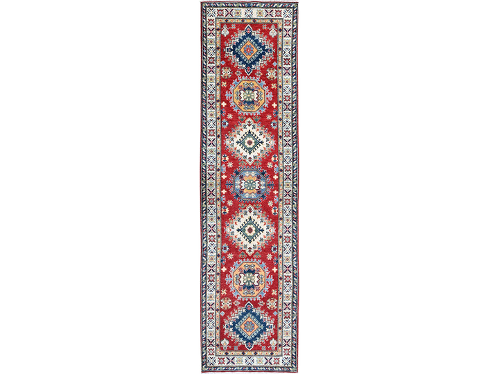 2'7" x 10'0" New Hand Knotted Red Wool Runner Oriental Rug - MOA102481