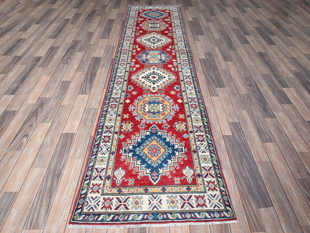 2'7" x 10'0" New Hand Knotted Red Wool Runner Oriental Rug - MOA102481