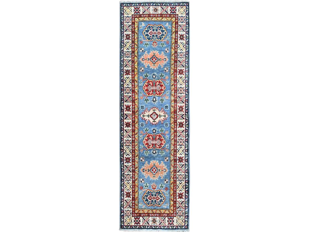 1'11" x 6'6" New Hand Knotted Blue Wool Runner Oriental Rug - MOA102484
