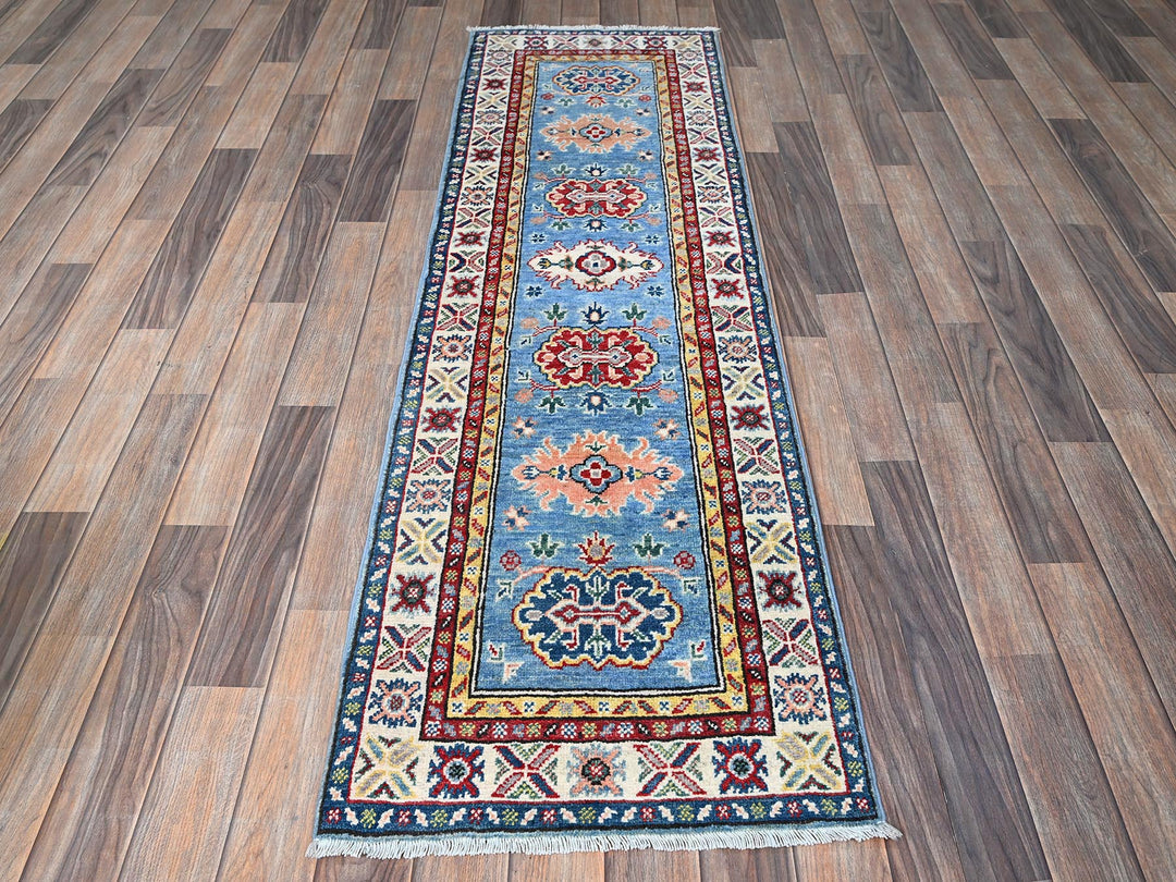 1'11" x 6'6" New Hand Knotted Blue Wool Runner Oriental Rug - MOA102484