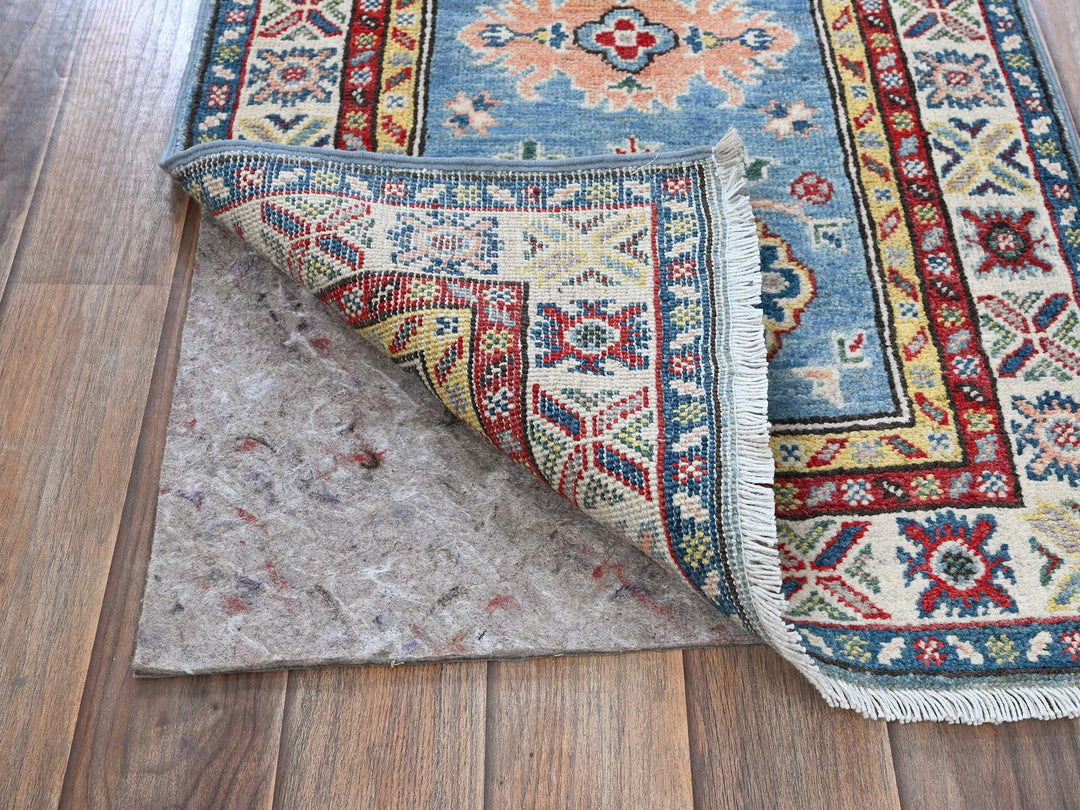 1'11" x 6'6" New Hand Knotted Blue Wool Runner Oriental Rug - MOA102484