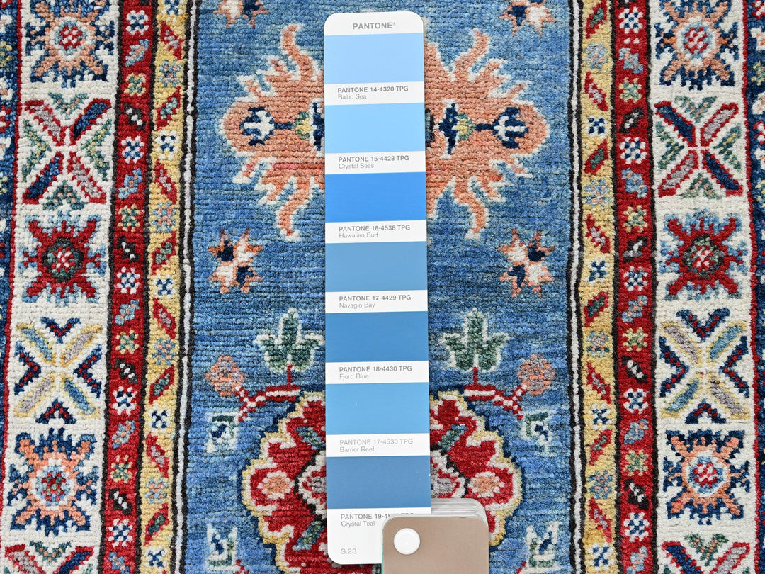 1'11" x 6'6" New Hand Knotted Blue Wool Runner Oriental Rug - MOA102484