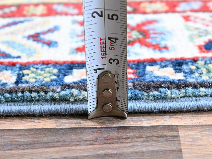 1'11" x 6'6" New Hand Knotted Blue Wool Runner Oriental Rug - MOA102484