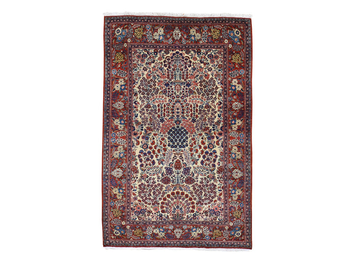 4'4" x 6'9" Vintage Hand Knotted Beige Wool Rectangle Oriental Rug - MOA10248701