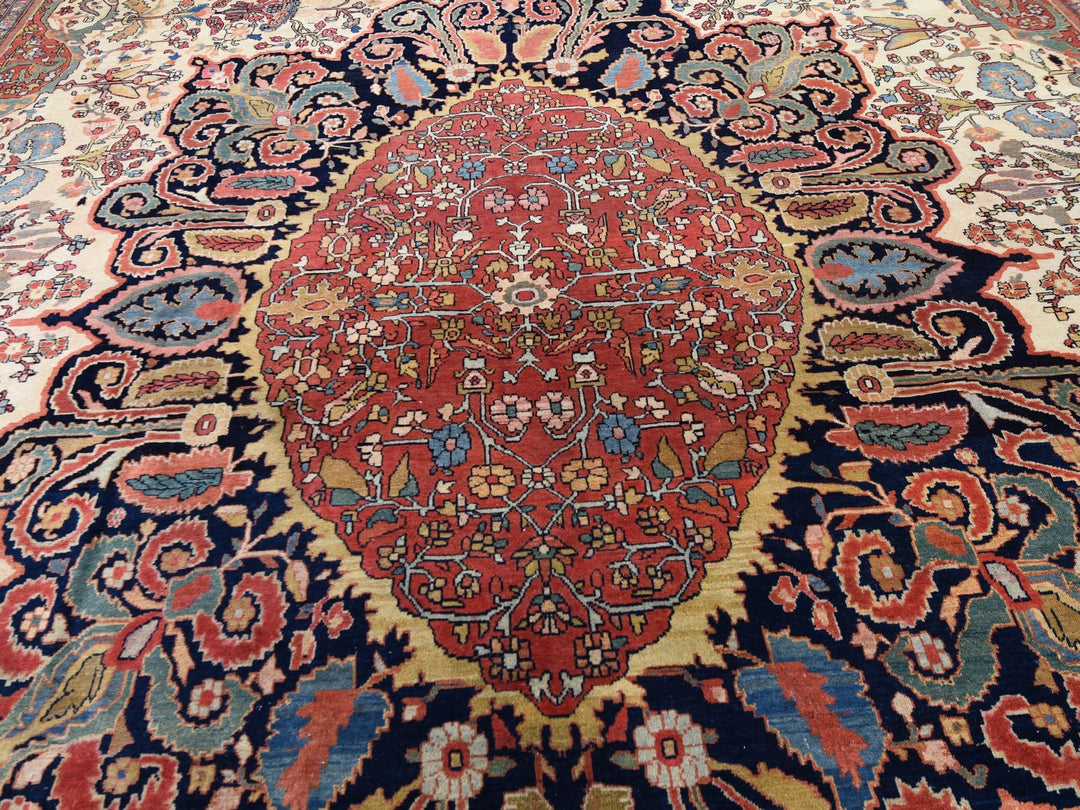 12'2" x 18'8" Vintage Hand Knotted Ivory Wool Rectangle Oriental Rug - MOA10248703