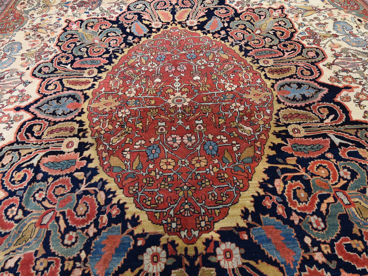 12'2" x 18'8" Vintage Hand Knotted Ivory Wool Rectangle Oriental Rug - MOA10248703