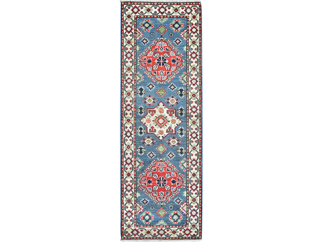 2'1" x 6'1" New Hand Knotted Blue Wool Runner Oriental Rug - MOA102487