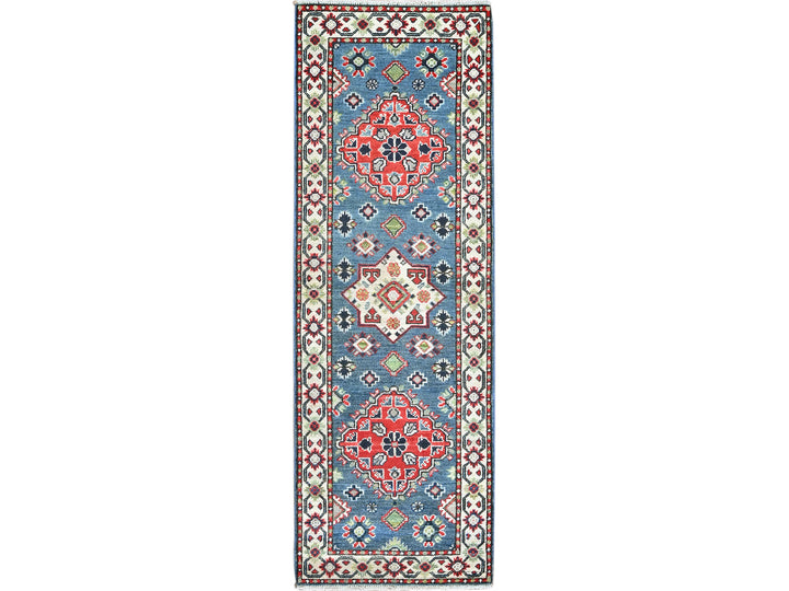 2'1" x 6'1" New Hand Knotted Blue Wool Runner Oriental Rug - MOA102487
