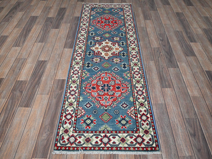 2'1" x 6'1" New Hand Knotted Blue Wool Runner Oriental Rug - MOA102487