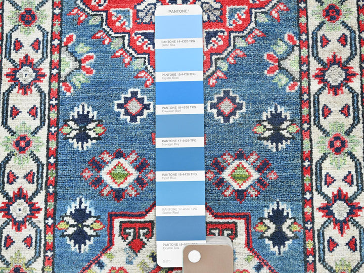 2'1" x 6'1" New Hand Knotted Blue Wool Runner Oriental Rug - MOA102487