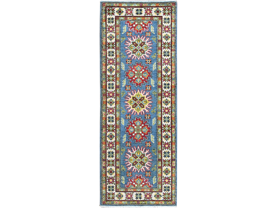 2'3" x 6'0" New Hand Knotted Blue Wool Runner Oriental Rug - MOA102488