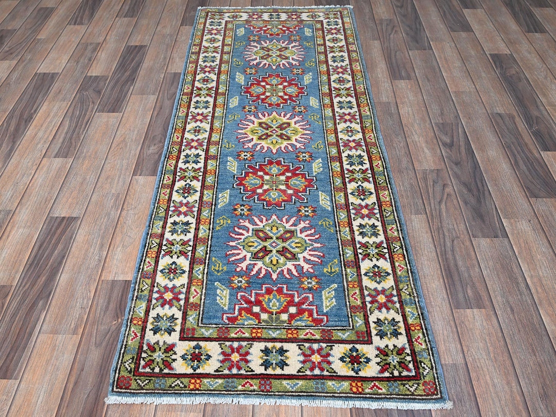 2'3" x 6'0" New Hand Knotted Blue Wool Runner Oriental Rug - MOA102488
