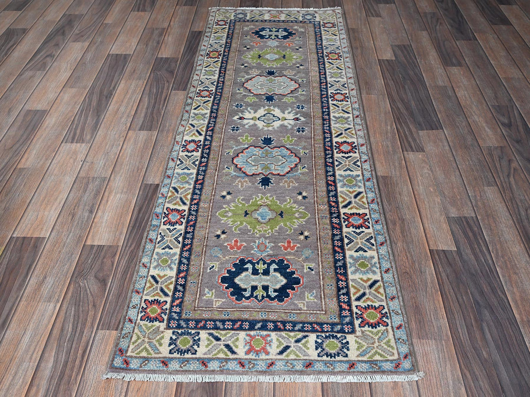 2'1" x 5'10" New Hand Knotted Grey Wool Runner Oriental Rug - MOA102489
