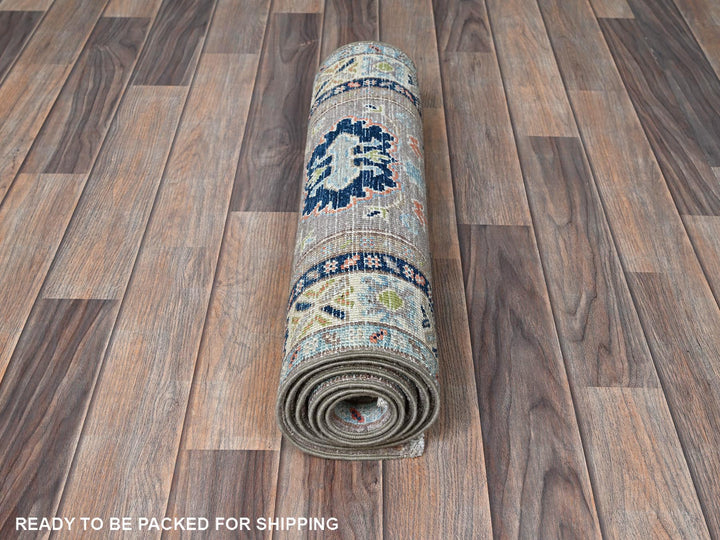 2'1" x 5'10" New Hand Knotted Grey Wool Runner Oriental Rug - MOA102489