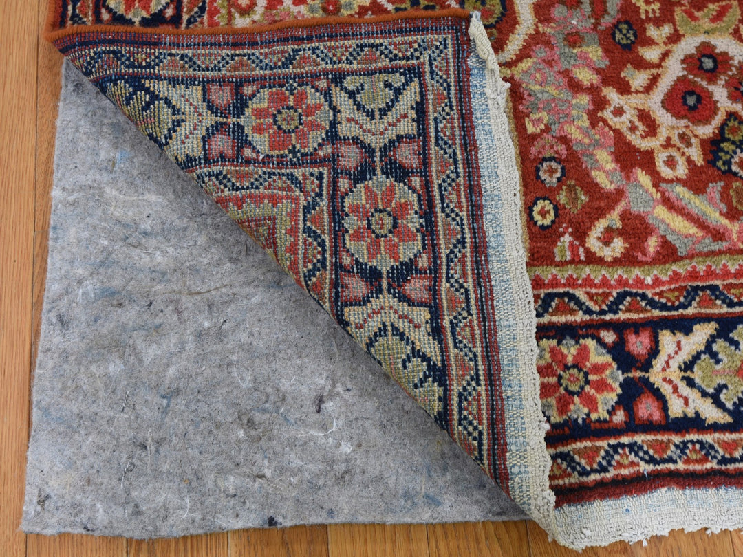 4'1" x 6'7" Vintage Hand Knotted Red Wool Rectangle Oriental Rug - MOA10249054