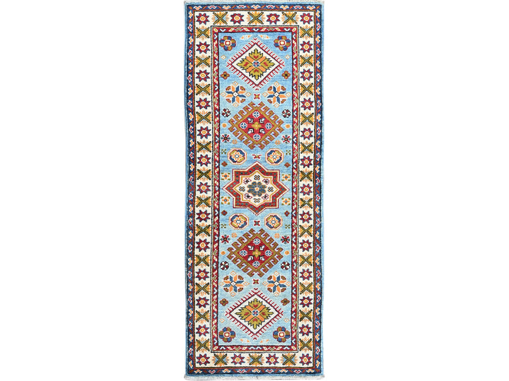2'1" x 5'9" New Hand Knotted Blue Wool Runner Oriental Rug - MOA102492