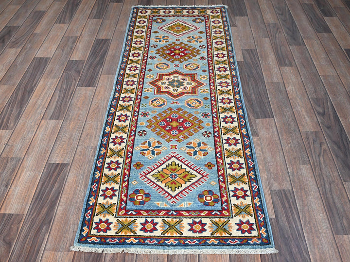2'1" x 5'9" New Hand Knotted Blue Wool Runner Oriental Rug - MOA102492