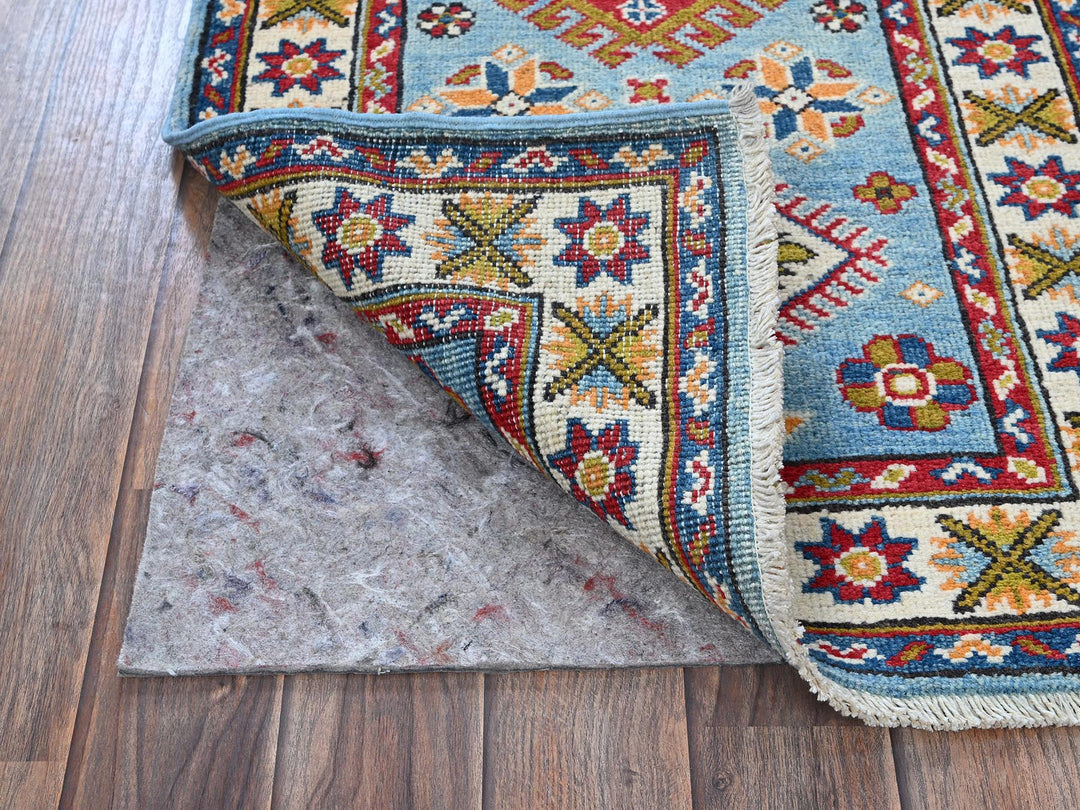 2'1" x 5'9" New Hand Knotted Blue Wool Runner Oriental Rug - MOA102492